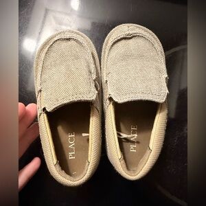 Kids Beige Canvas Slip-On Moccasins